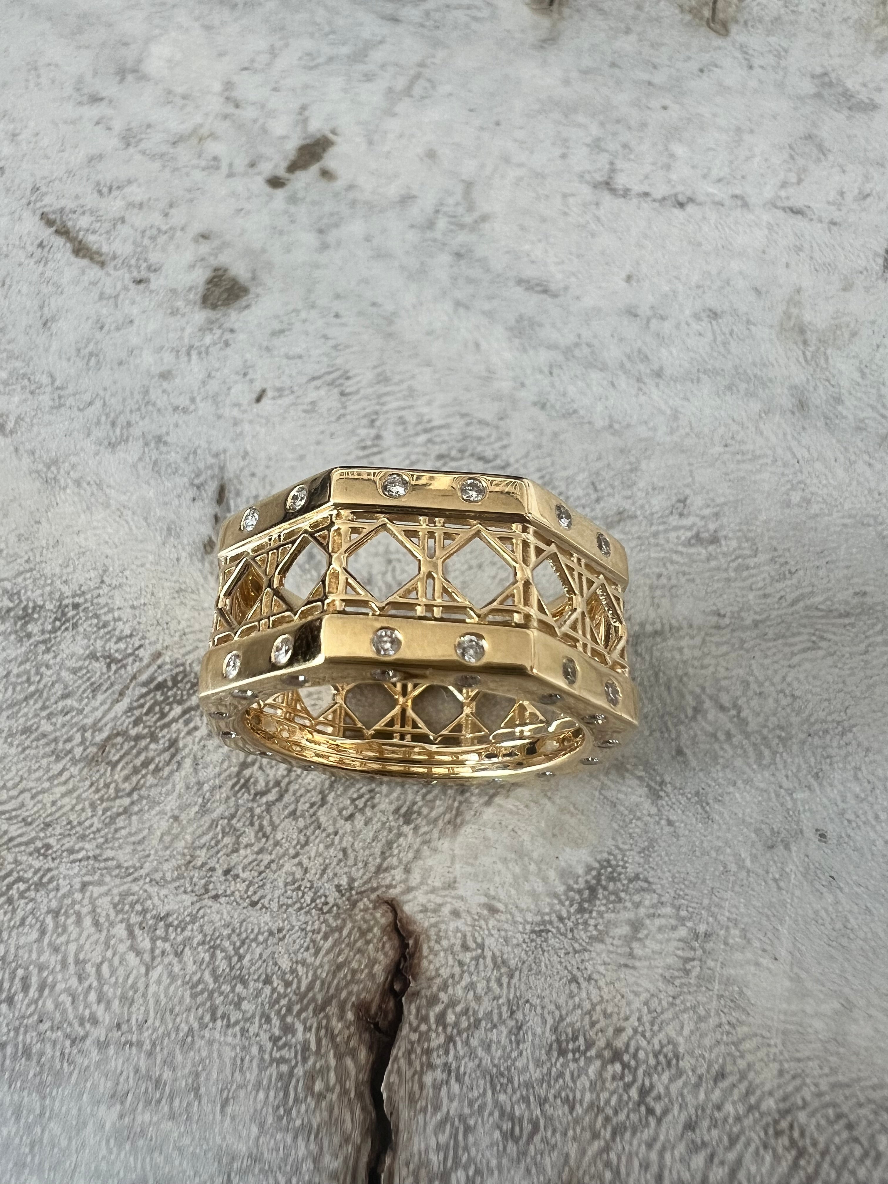 Doudou Wide Band Ring, 18K Yellow Gold and Ti Diamonds