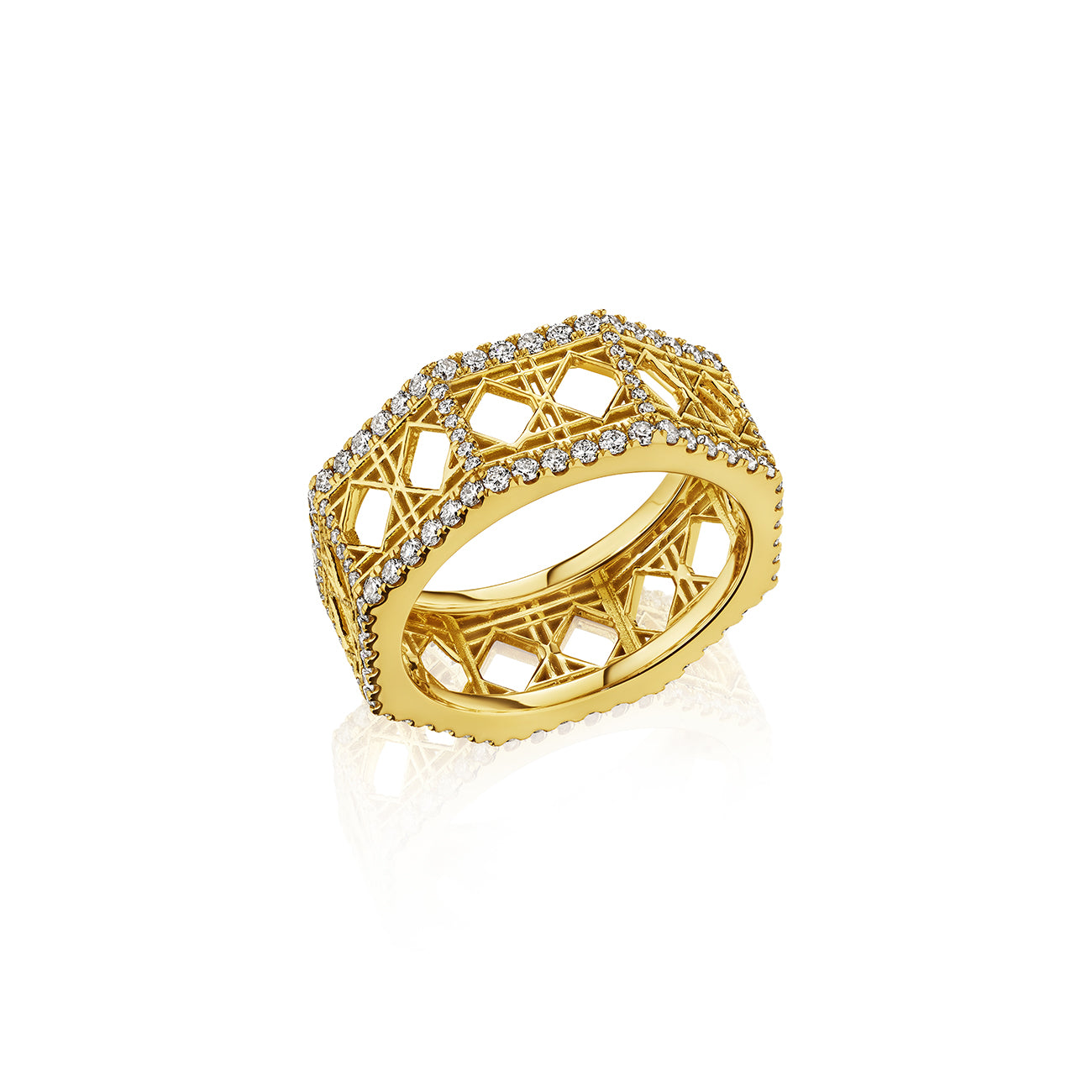 Doudou Band Ring, 18K Yellow Gold and Pavé Diamonds
