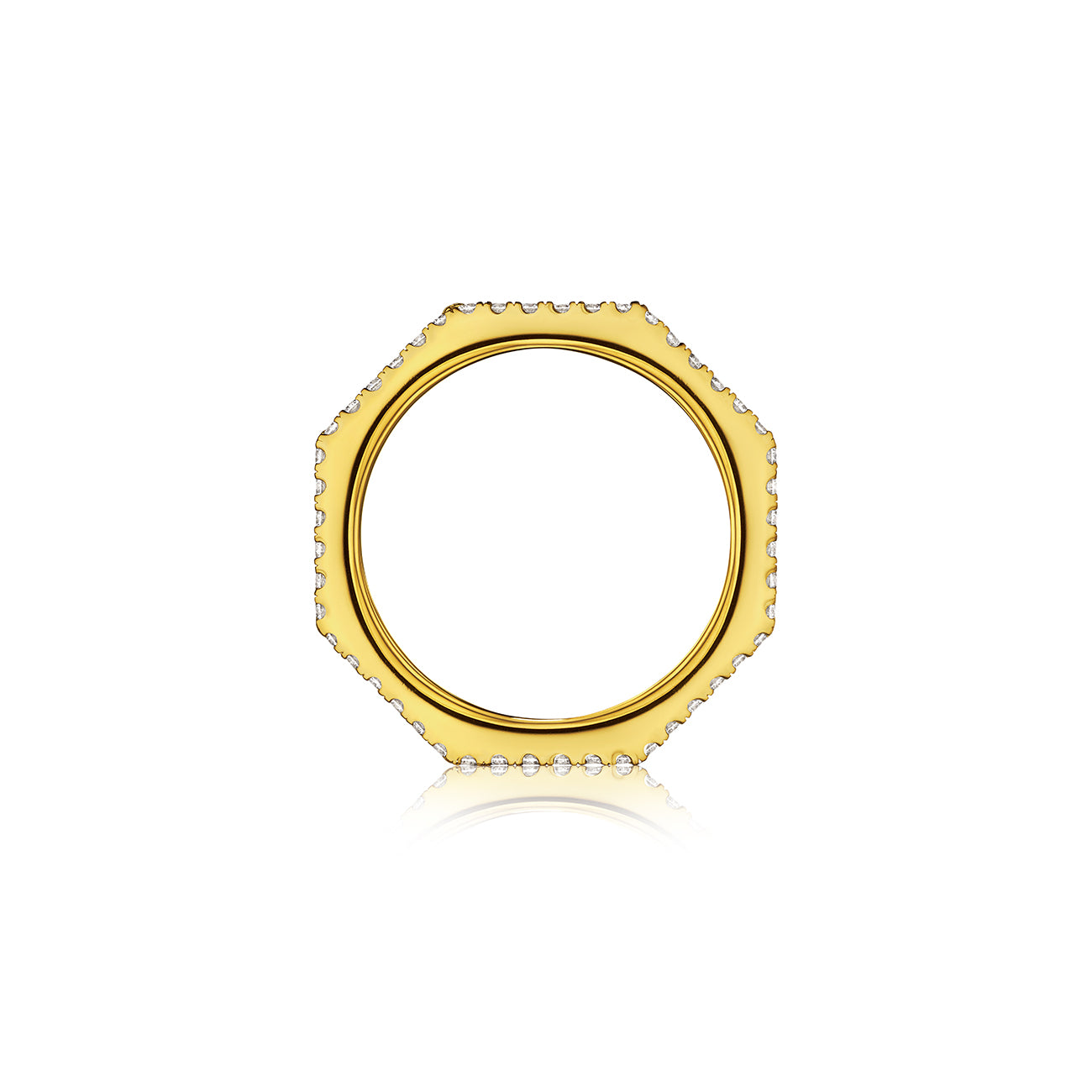 DouDou Band Ring, 18K Yellow Gold, Pavé Diamonds And Princess Cut