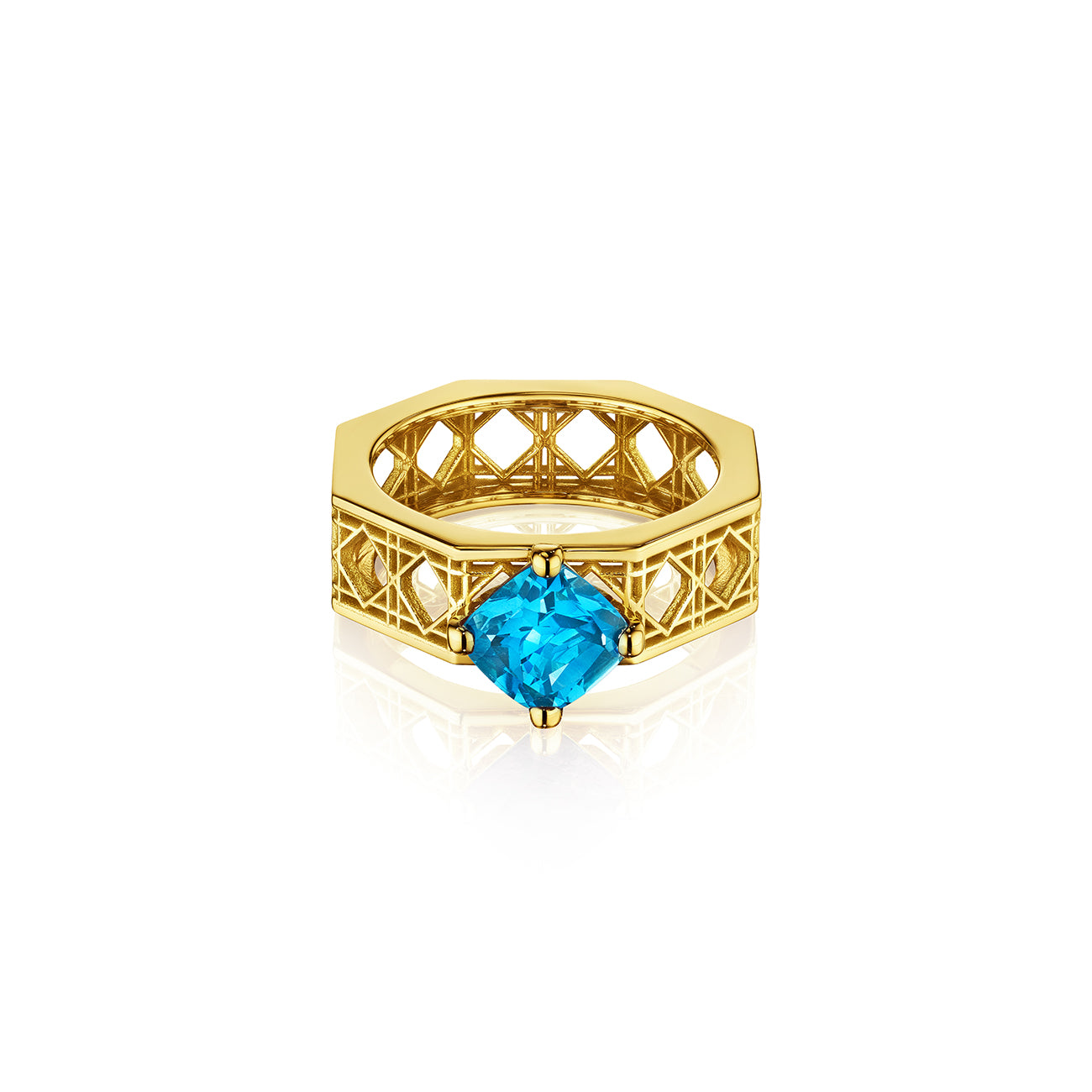 Doudou Chéri Ring, 18K Yellow Gold and Blue Topaz
