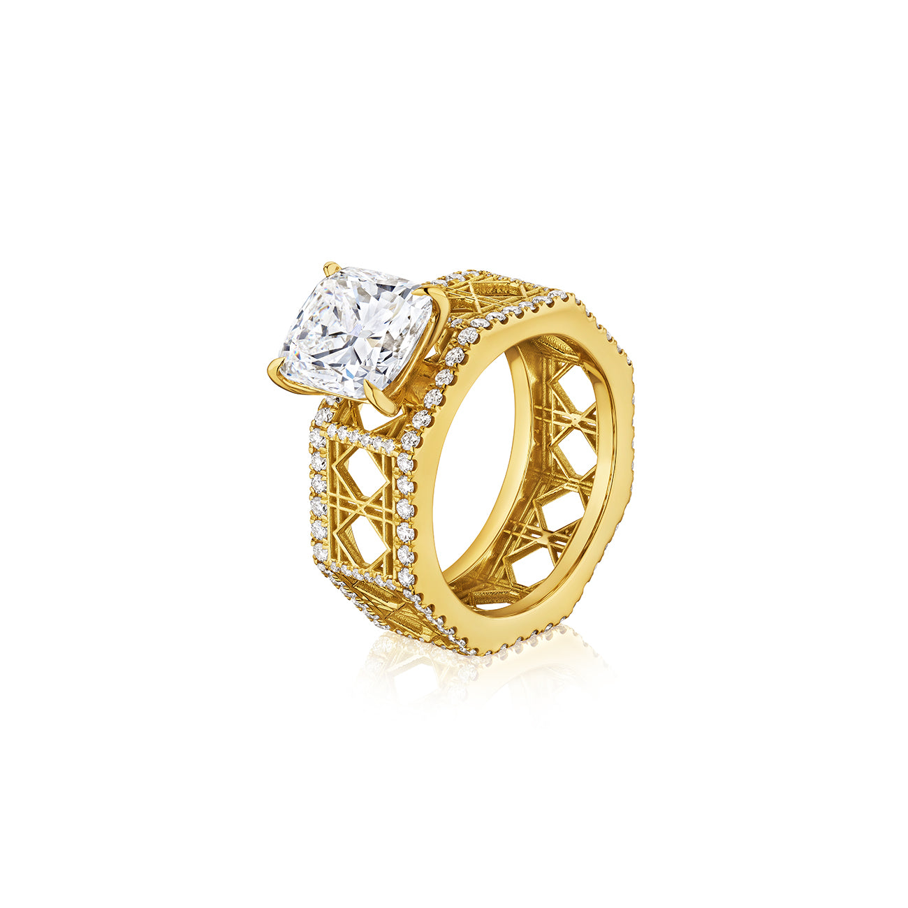 Doudou Engagement Ring, 18K Yellow Gold and Pavé Diamonds