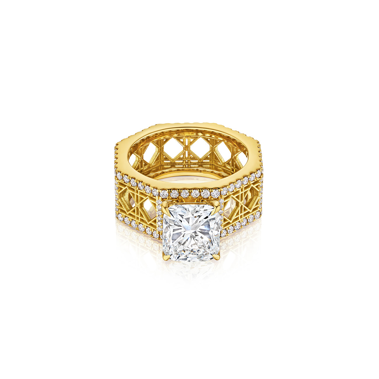 Doudou Engagement Ring, 18K Yellow Gold and Pavé Diamonds