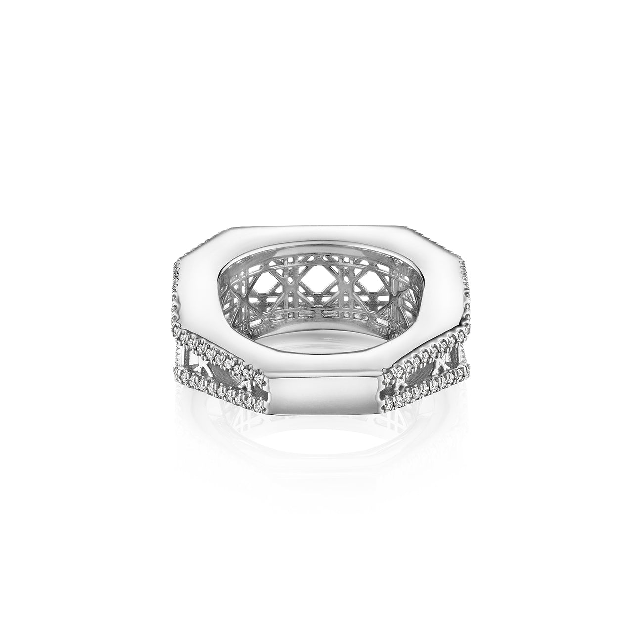 Doudou Narrow Ring, 18K White Gold and Pavé Diamonds