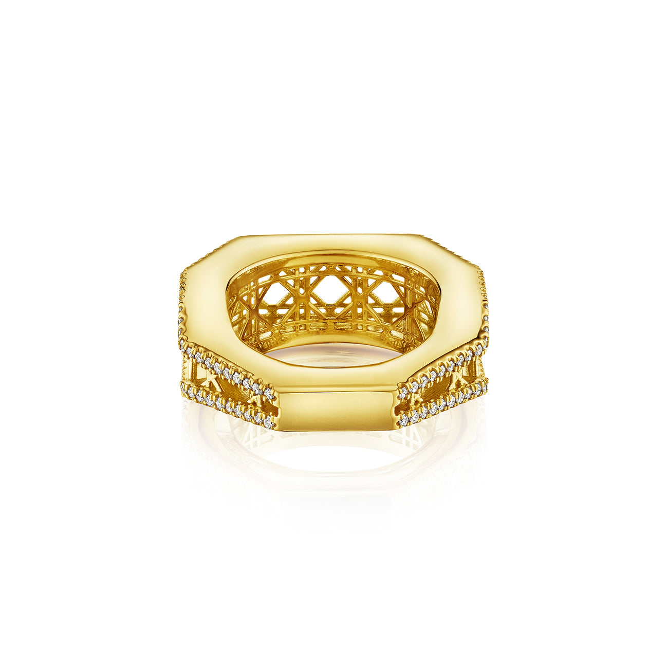 Doudou Narrow Ring, 18K Yellow Gold and Pavé Diamonds