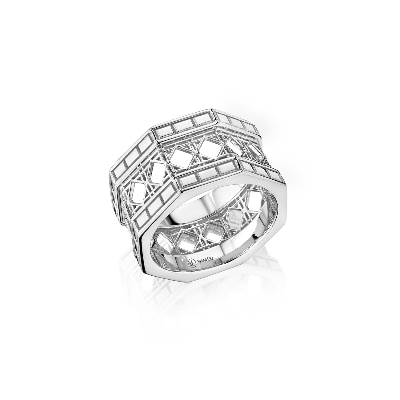 Doudou Wide Band Ring, 18K white gold