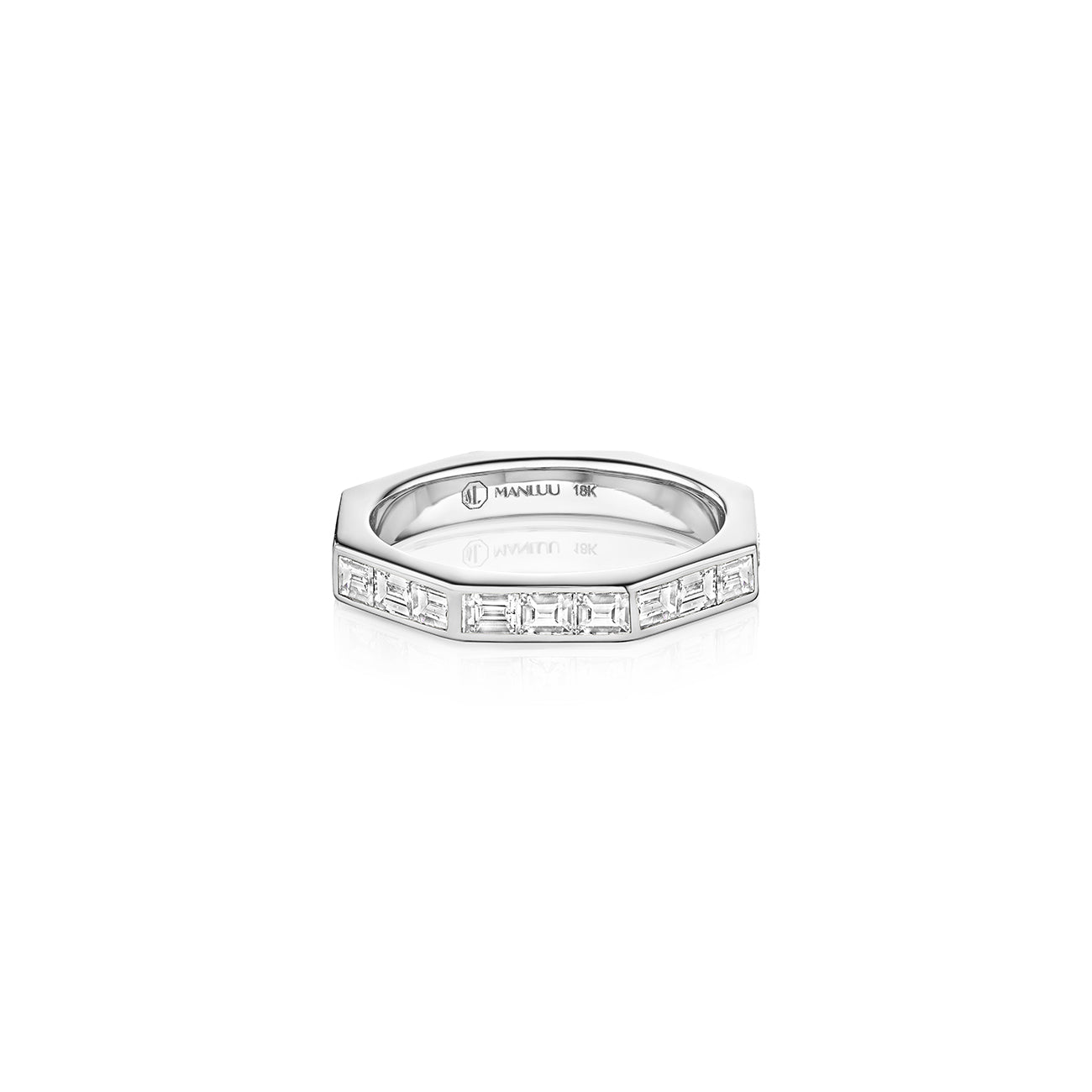 Ti Eternity  Ring, 18K White Gold and Baguette Diamonds