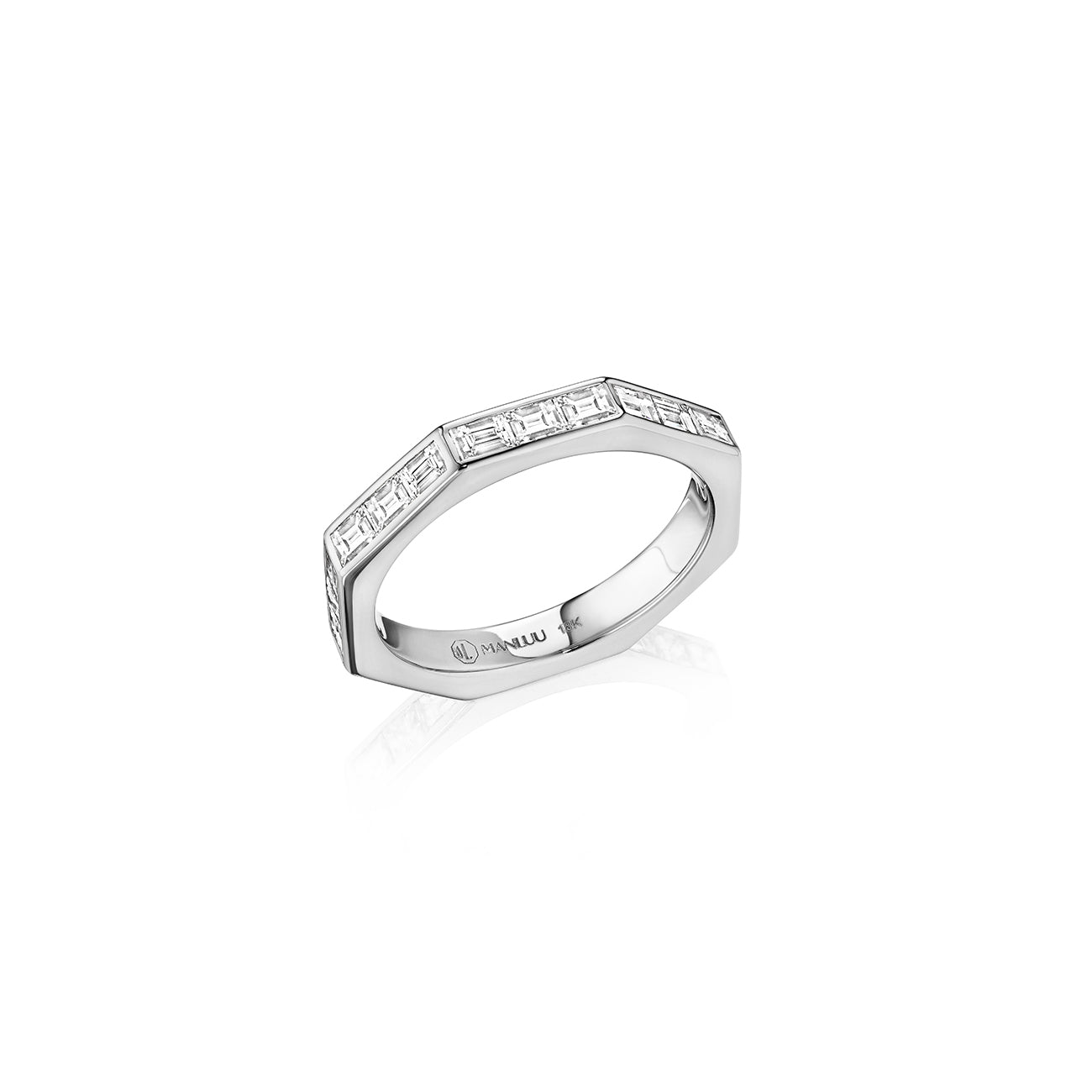Ti Eternity  Ring, 18K White Gold and Baguette Diamonds