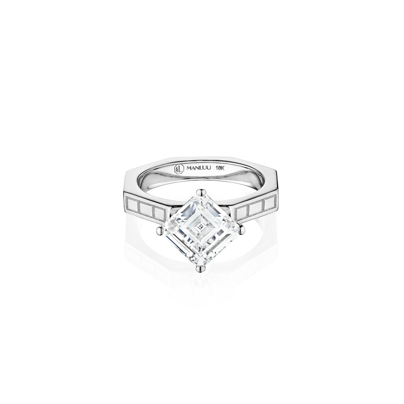 Ti Engagement  Ring, 18K White Gold