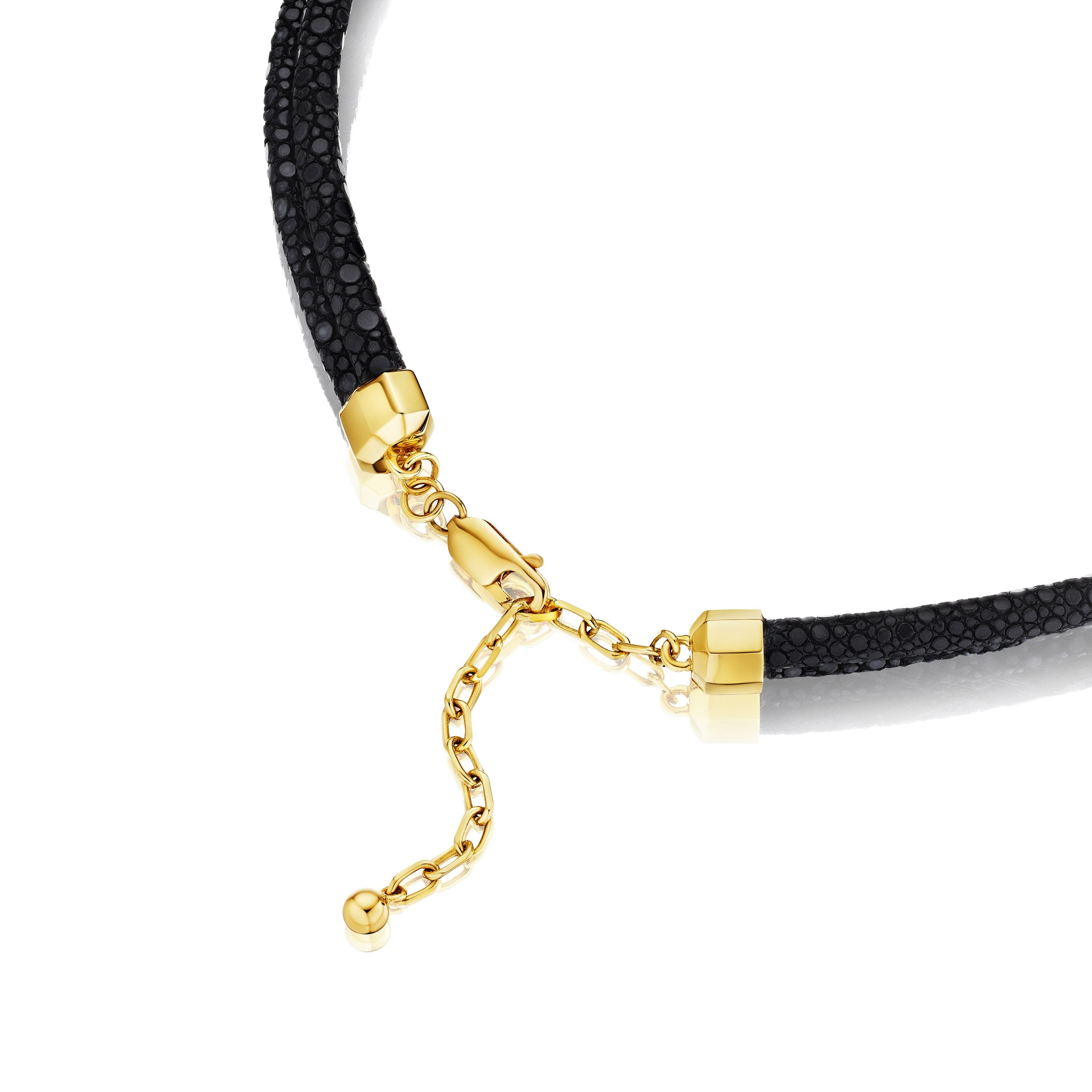 Doudou Abyss Choker, 18K Yellow Gold and Stingray Leather