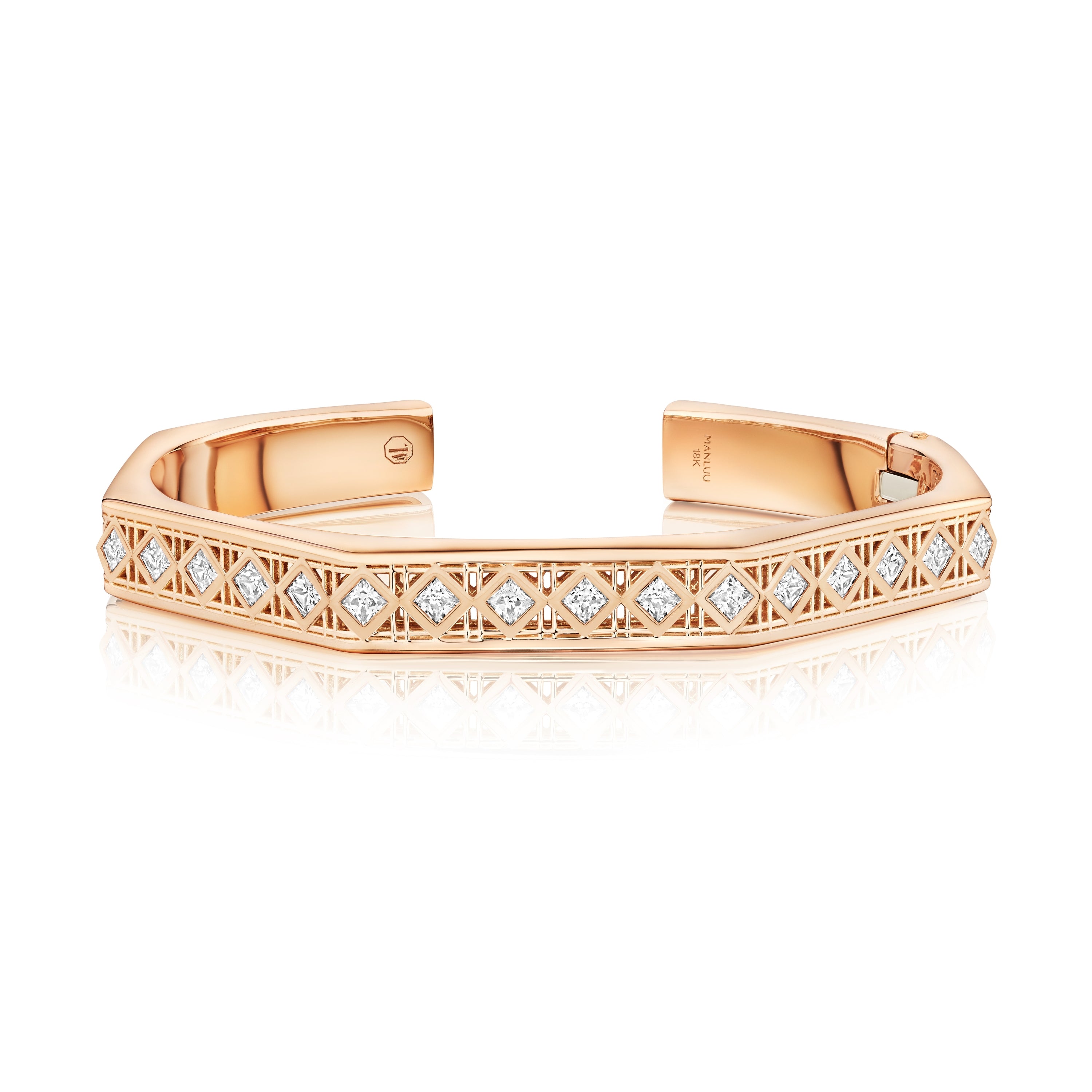 Doudou Cuff Bracelet, 18K Rose Gold with princess-cut diamonds