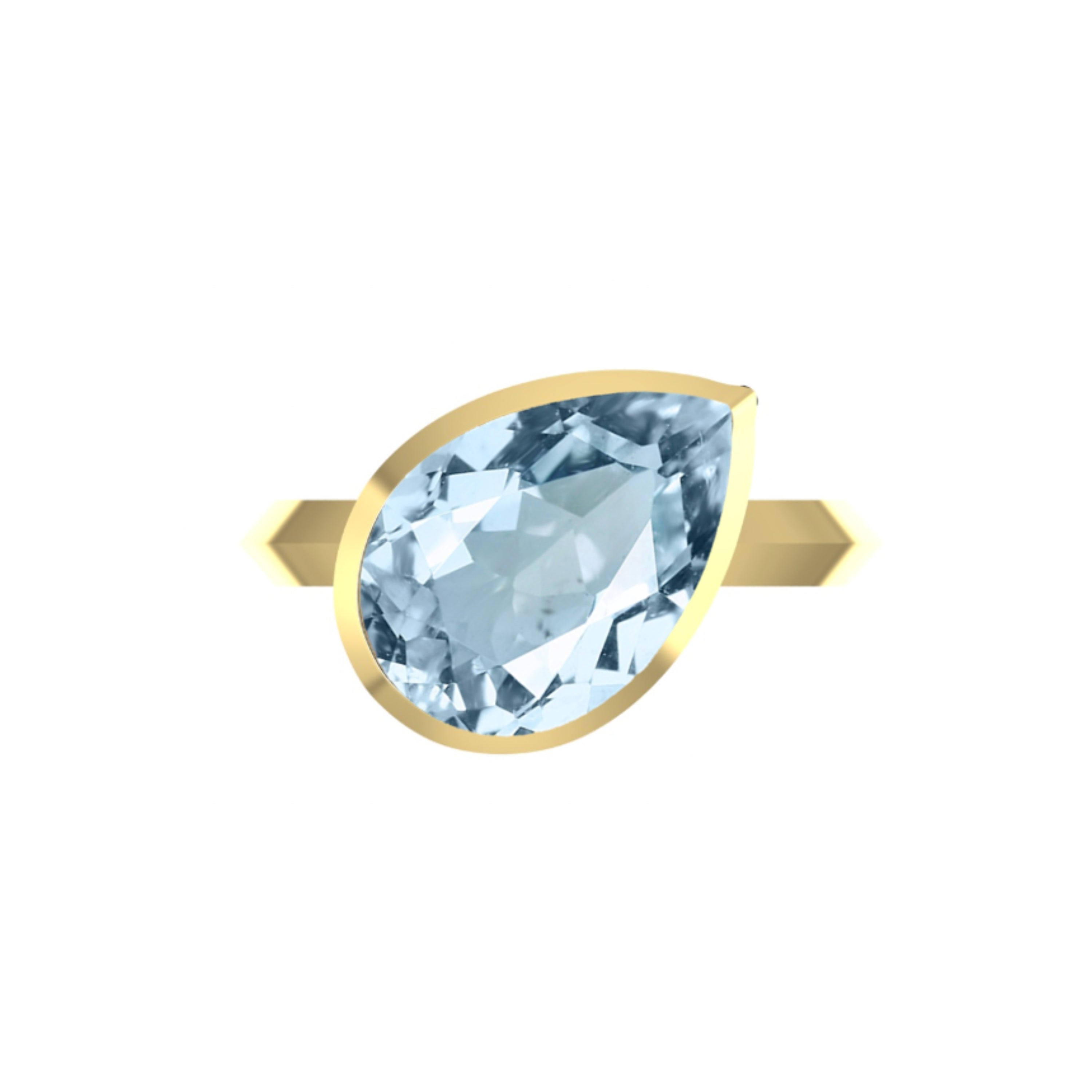 Dlo Pear Shape Pinky Ring, 18K Yellow Gold and London Blue Topaz