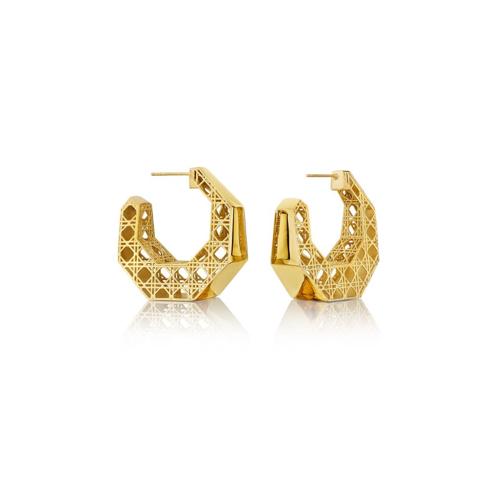 Boucles D'Oreilles Créoles Cane - Or Jaune 18K