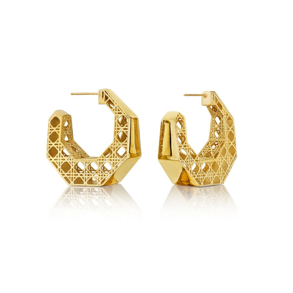 Boucles D'Oreilles Créoles Cane - Or Jaune 18K