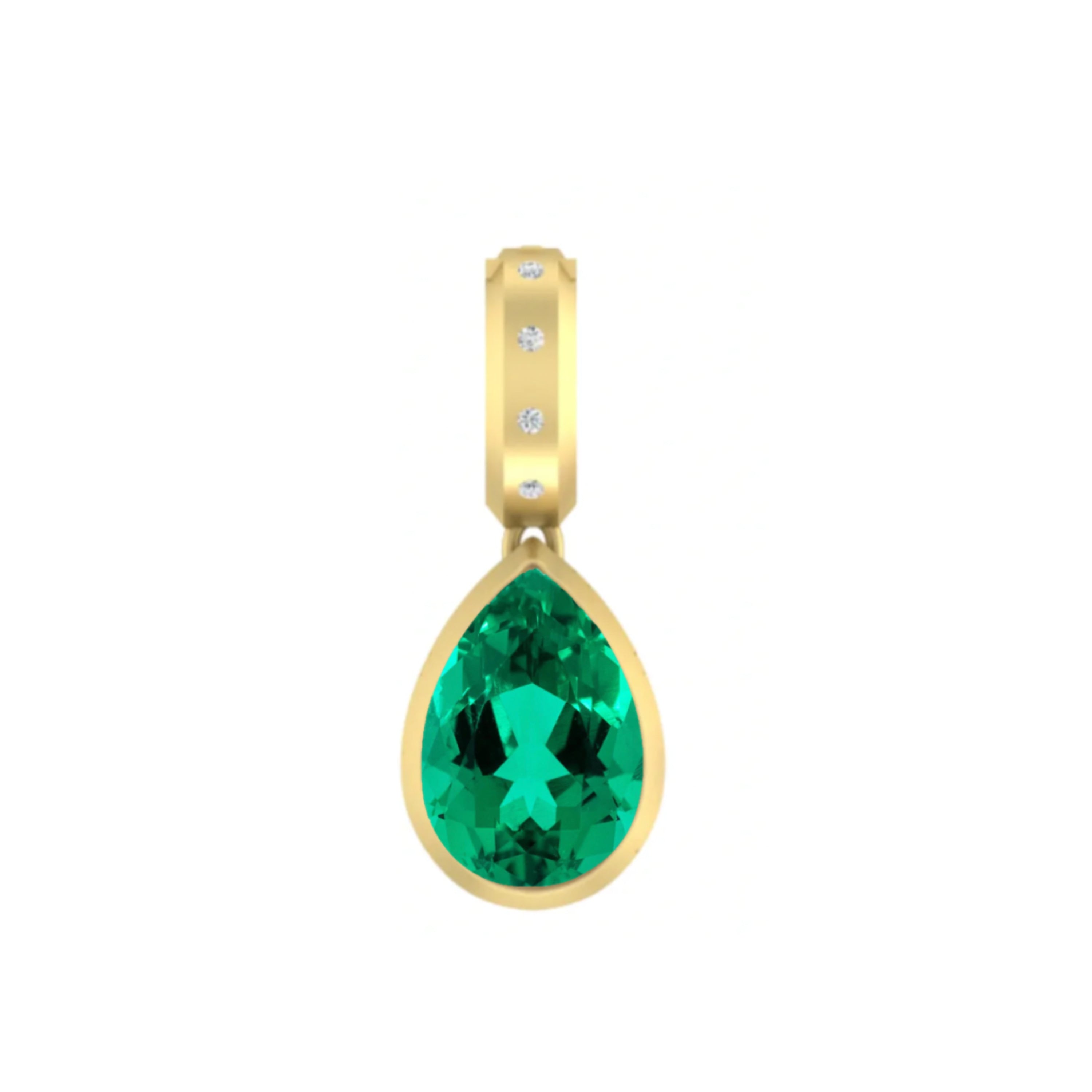 Dlo Pear Shape charm, 18K Yellow Gold, Emerald and Ti Diamonds