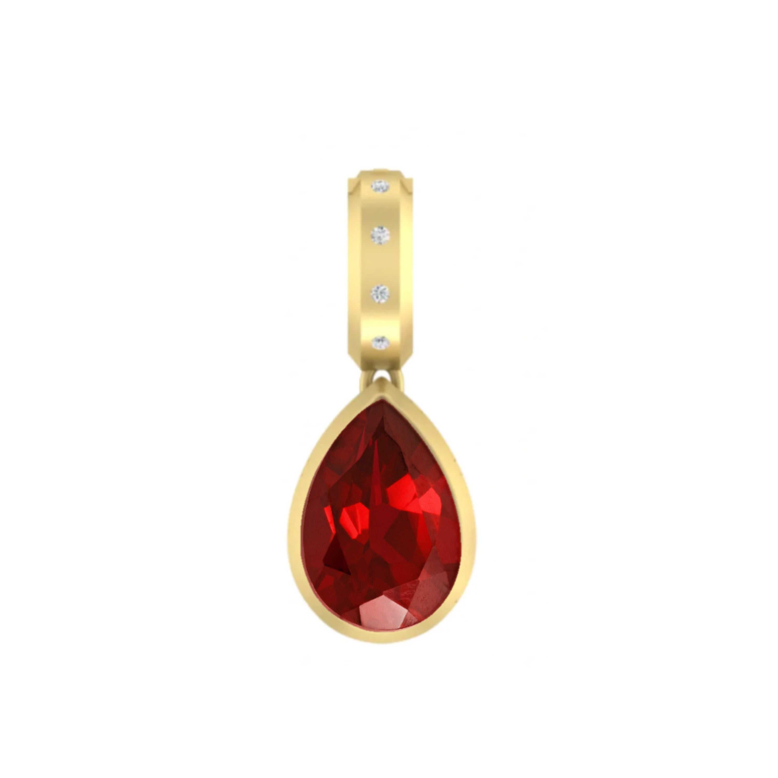 Dlo Pear Shape charm, 18K Yellow Gold, Ruby and Ti Diamonds