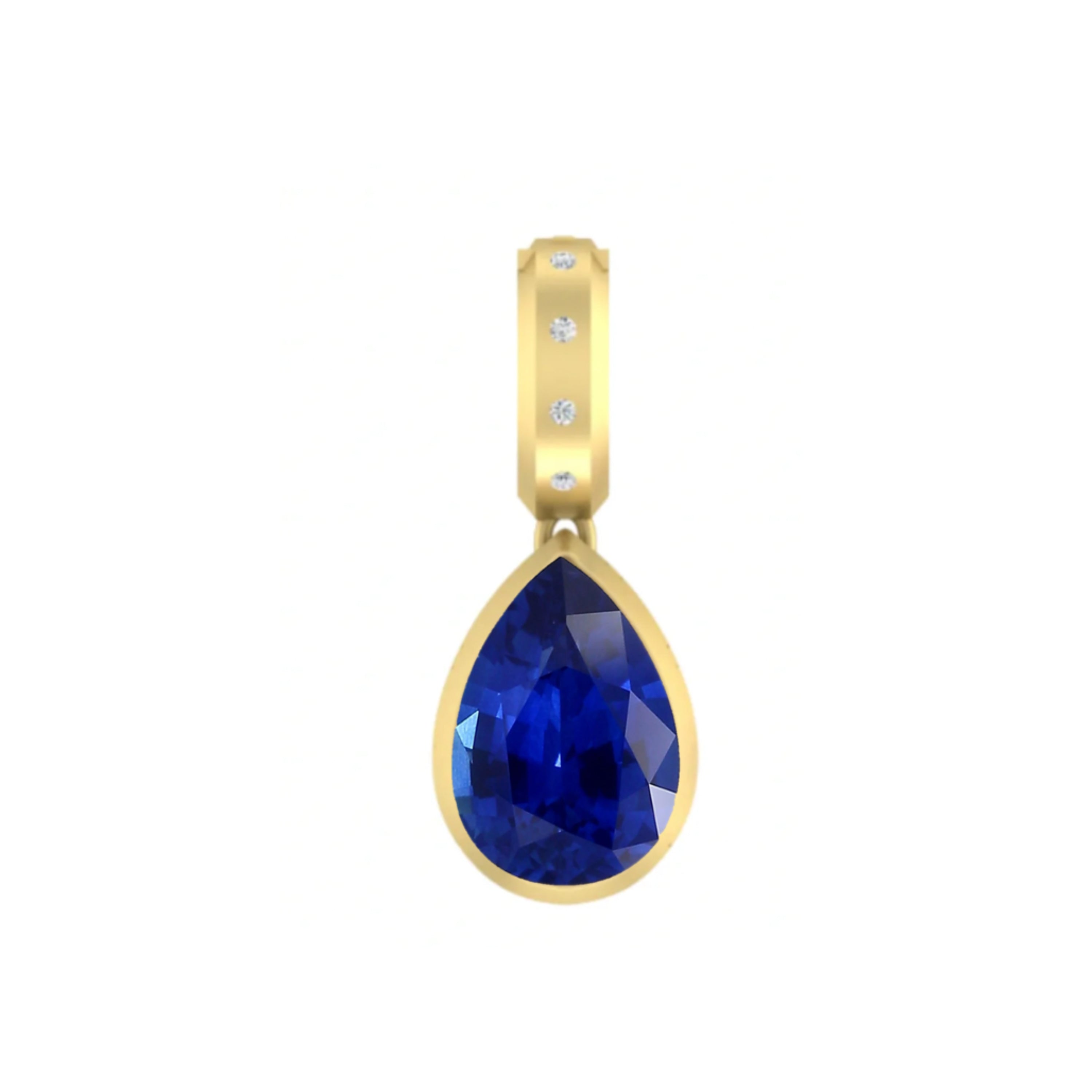 Dlo Pear Shape charm, 18K Yellow Gold, Blue Sapphire and Ti Diamonds