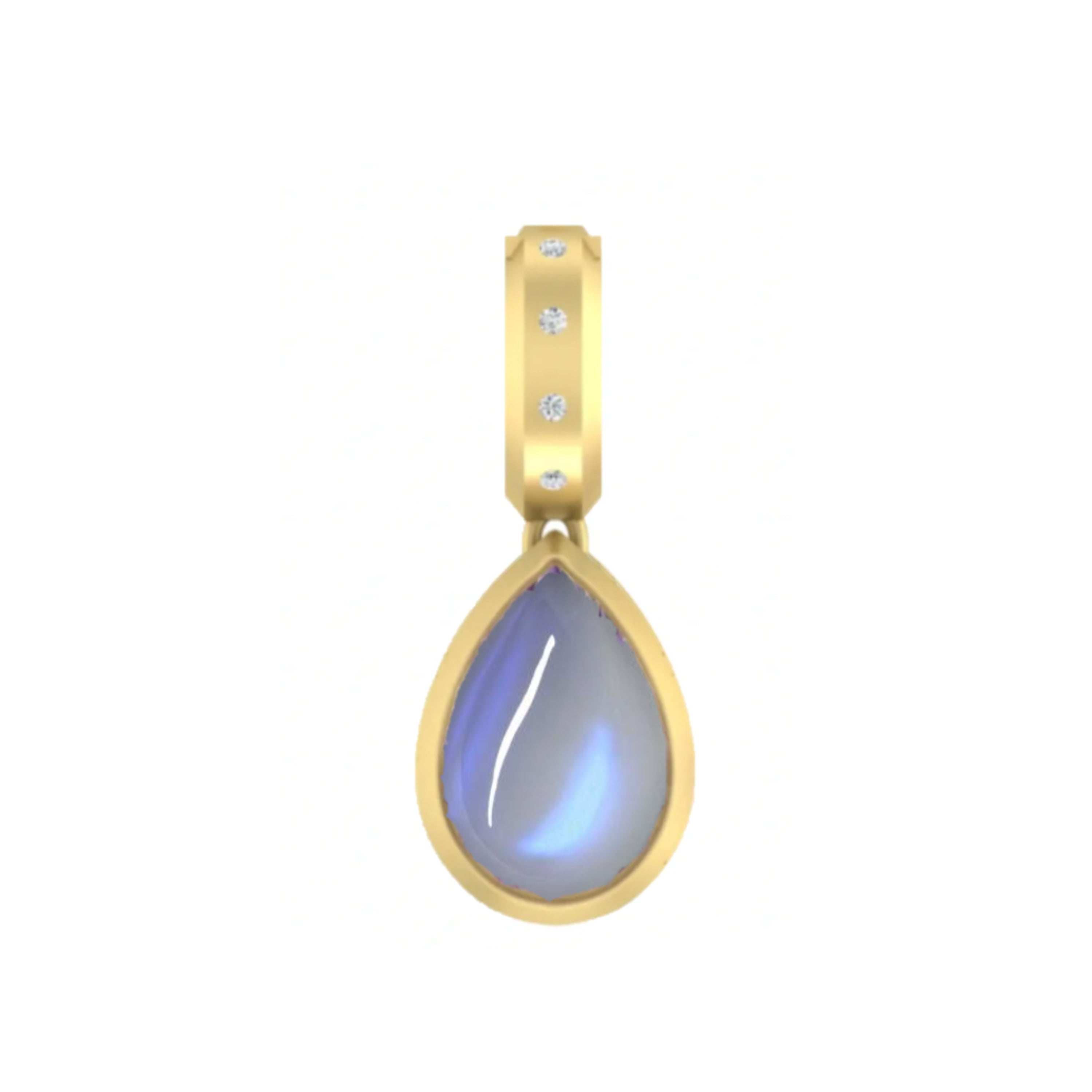 Dlo Pear Shape charm, 18K Yellow Gold, Moonstone and Ti Diamonds