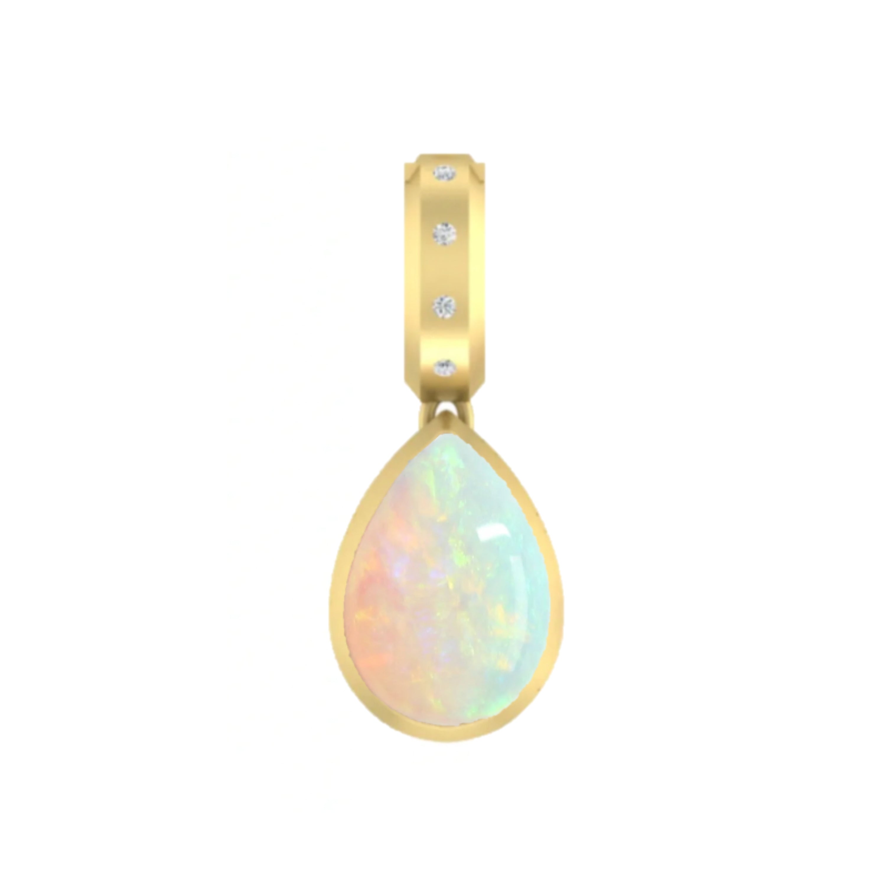 Dlo Pear Shape charm, 18K Yellow Gold, Opal and Ti Diamonds