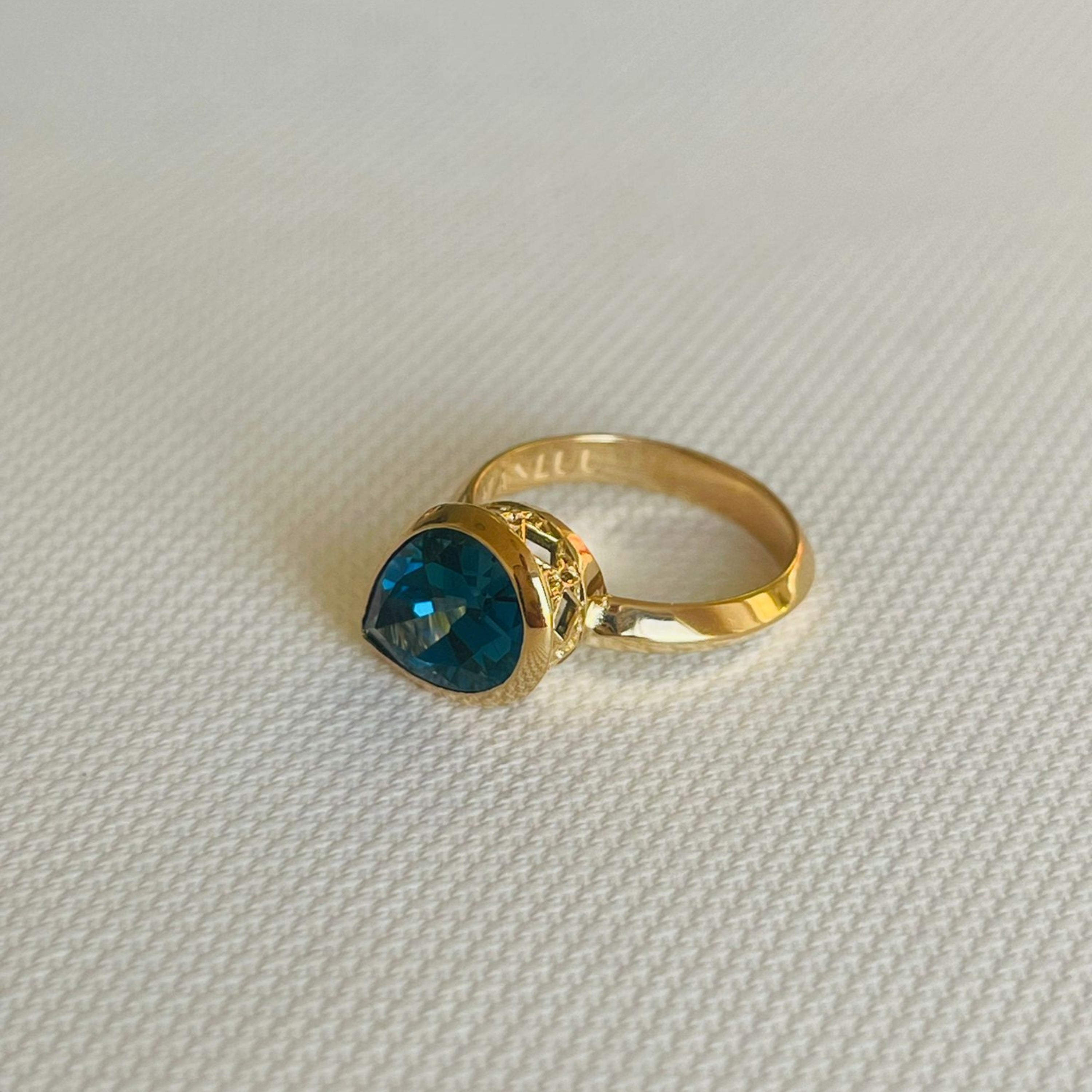 Dlo Pear Shape Pinky Ring, 18K Yellow Gold and London Blue Topaz