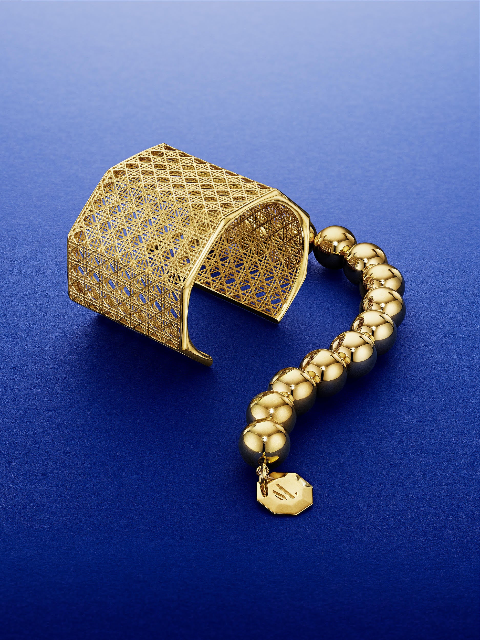 Doudou Wide Cuff Bracelet, 18K Yellow Gold